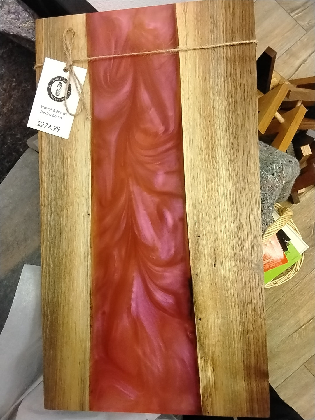 Walnut and Epoxy Serving Board-Pink