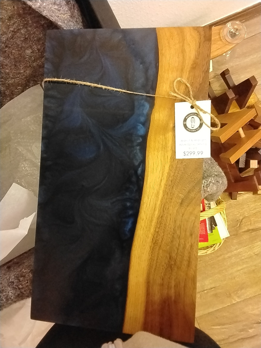Walnut & Midnight Azure Epoxy Serving Board- Blue