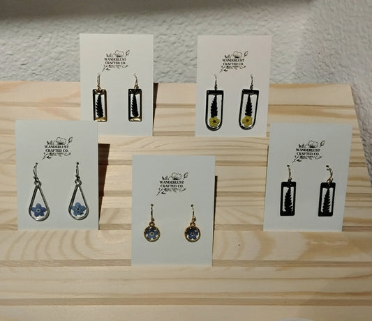 Pressed Flower Earings Small