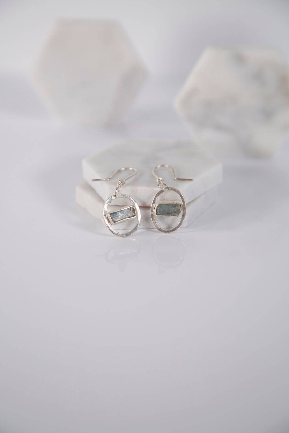 Aquamarine Dangles -  Gold