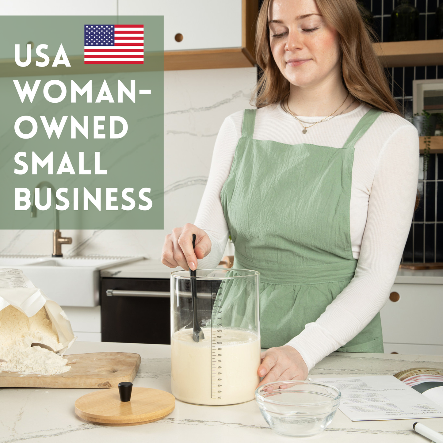 Sourdough Starter Kit with 68oz Glass Jar, Spatula & More