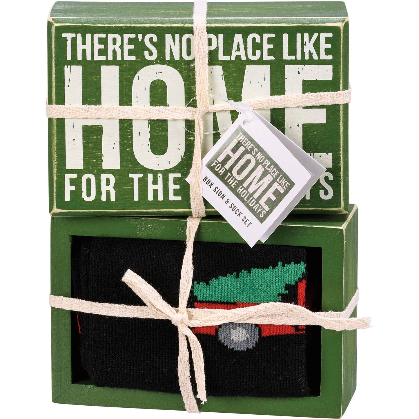 Home For The Holidays Box Sign And Sock Set