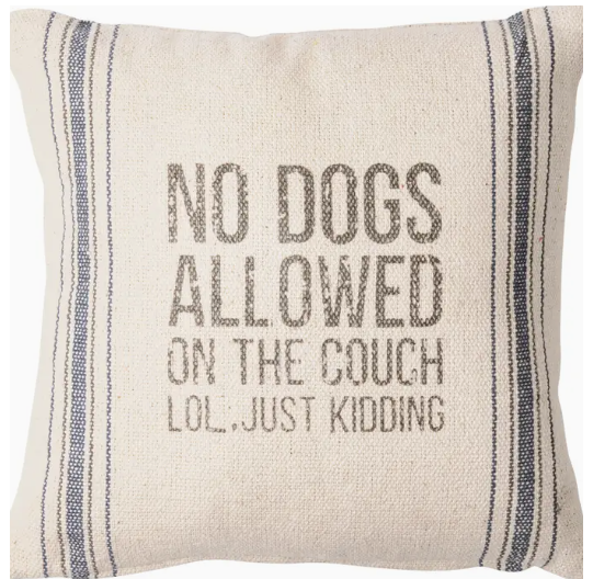 No Dogs on the Couch Pillow
