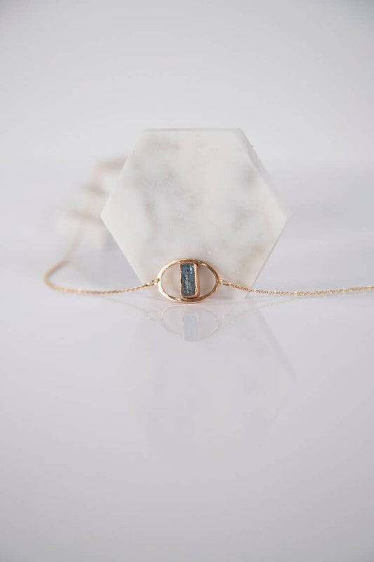 Aquamarine Necklace - Gold