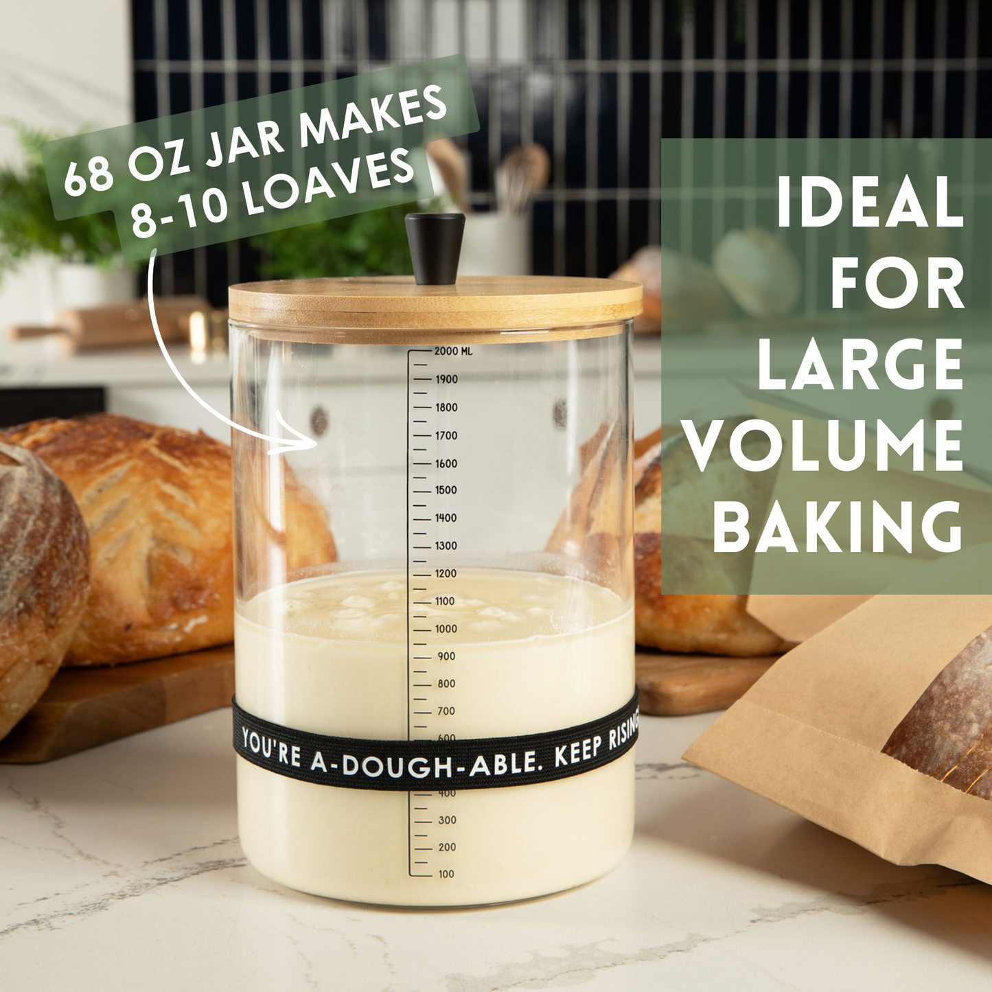 Sourdough Starter Kit with 68oz Glass Jar, Spatula & More