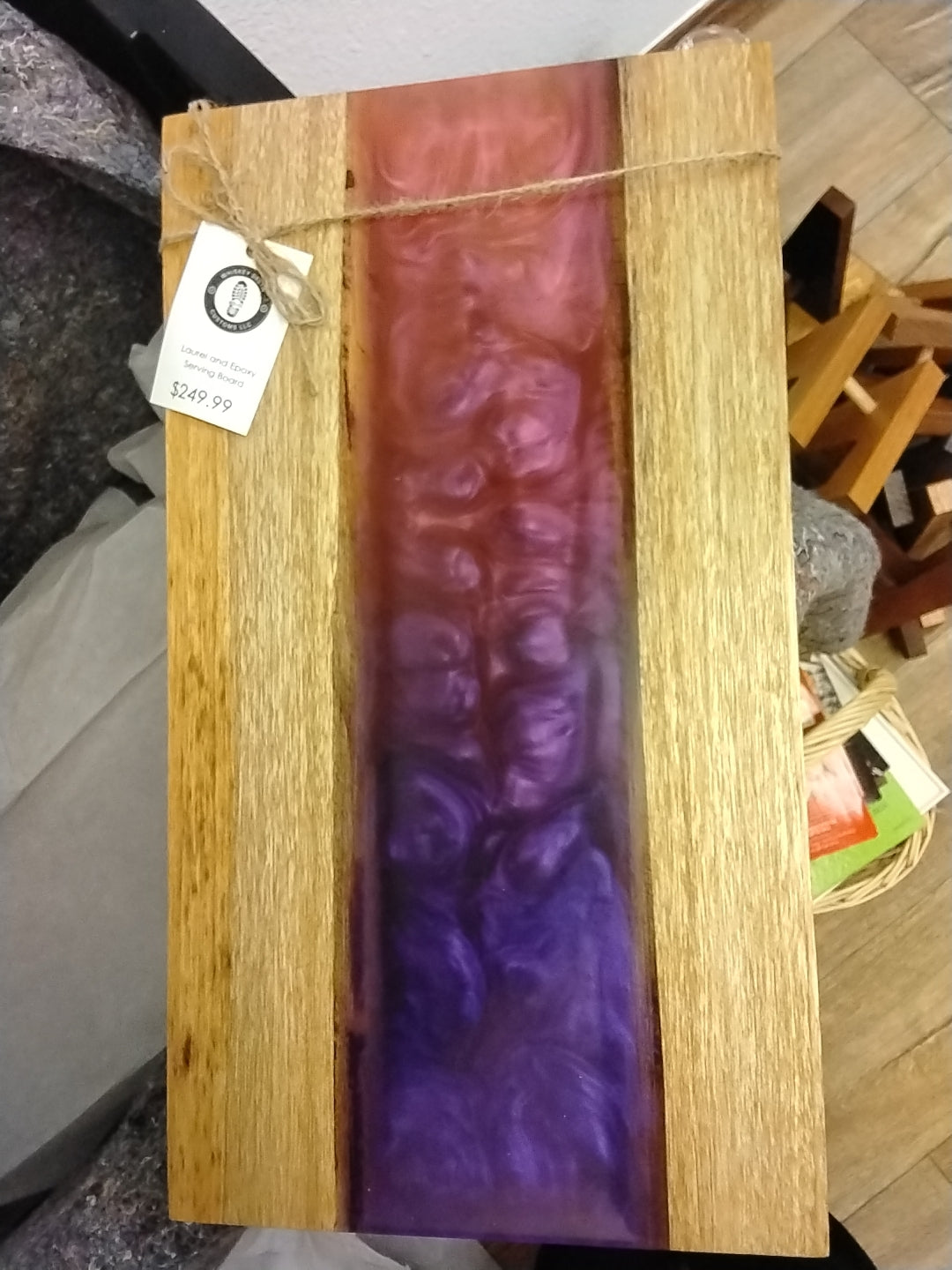Laurel and Epoxy Serving Board-Purple/Pink